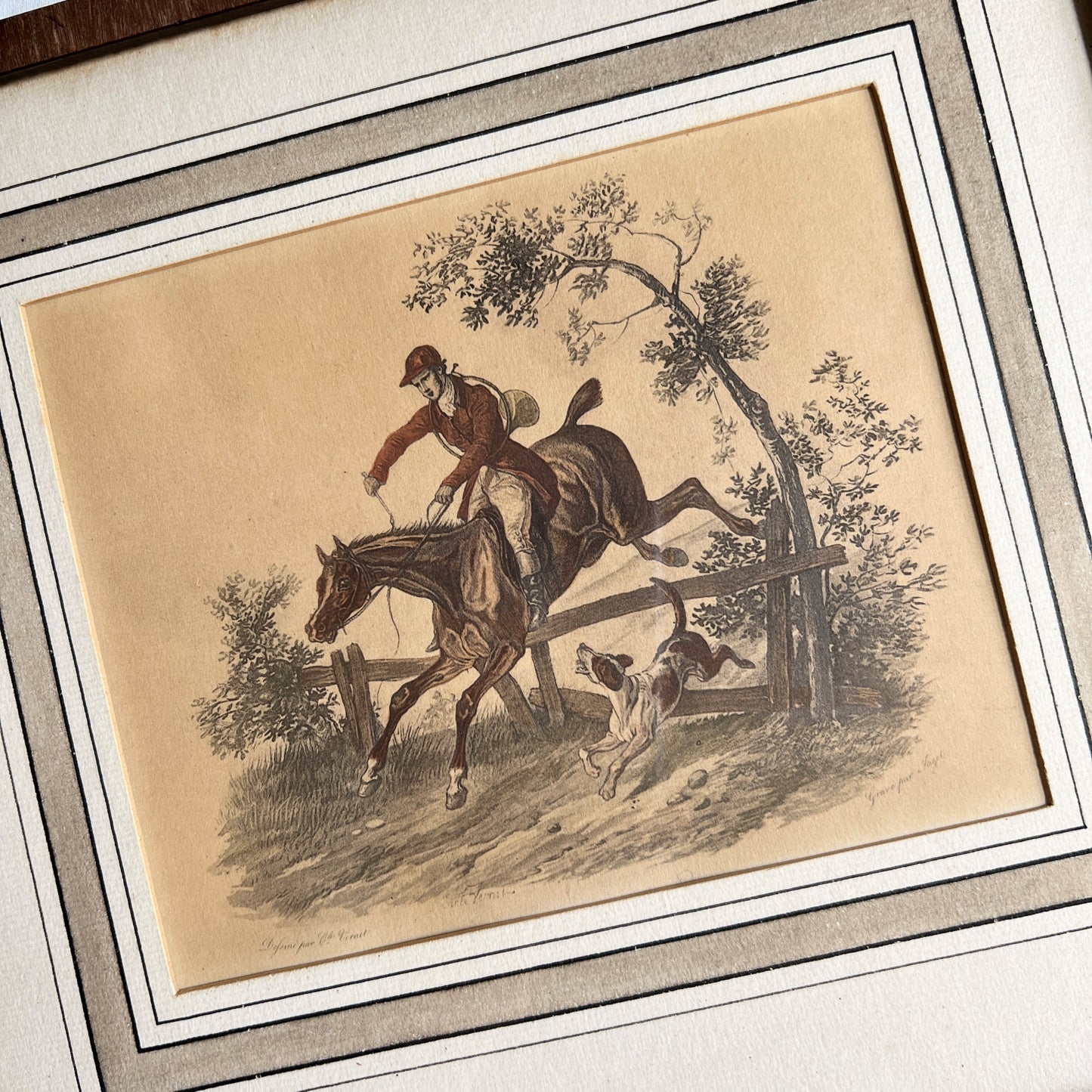 【Antique】France ‐ 1880-90s  Equestrian Print