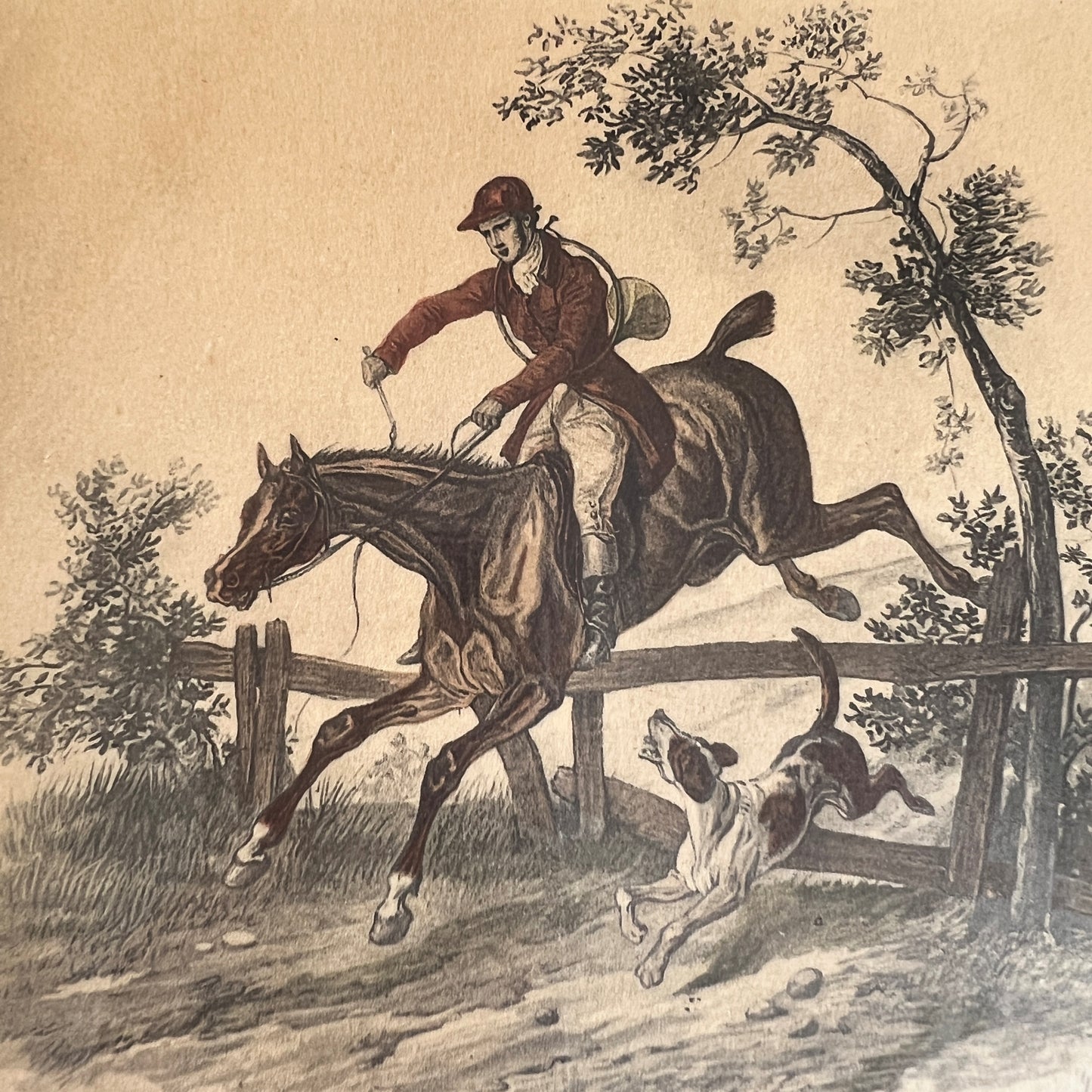 【Antique】France ‐ 1880-90s  Equestrian Print