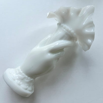 【Vintage】France - 1950s Portieux White Milk Glass Hand Vase