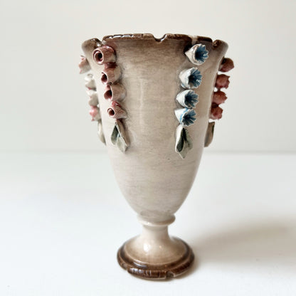 【Vintage】Italy - 1950s Mollica Handmade Rose Relief Pottery Cup