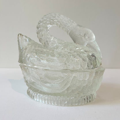 【Vintage】US - 1930s Crystal Glass Swan Pot《再入荷》