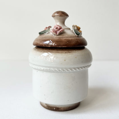 【Vintage】Italy - 1950s Mollica Handmade Rose Relief Pottery Pot