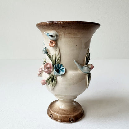 【Vintage】Italy - 1950s Mollica Handmade Grape Relief Pottery Cup（B）