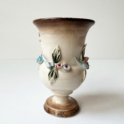 【Vintage】Italy - 1950s Mollica Handmade Grape Relief Pottery Cup（B）