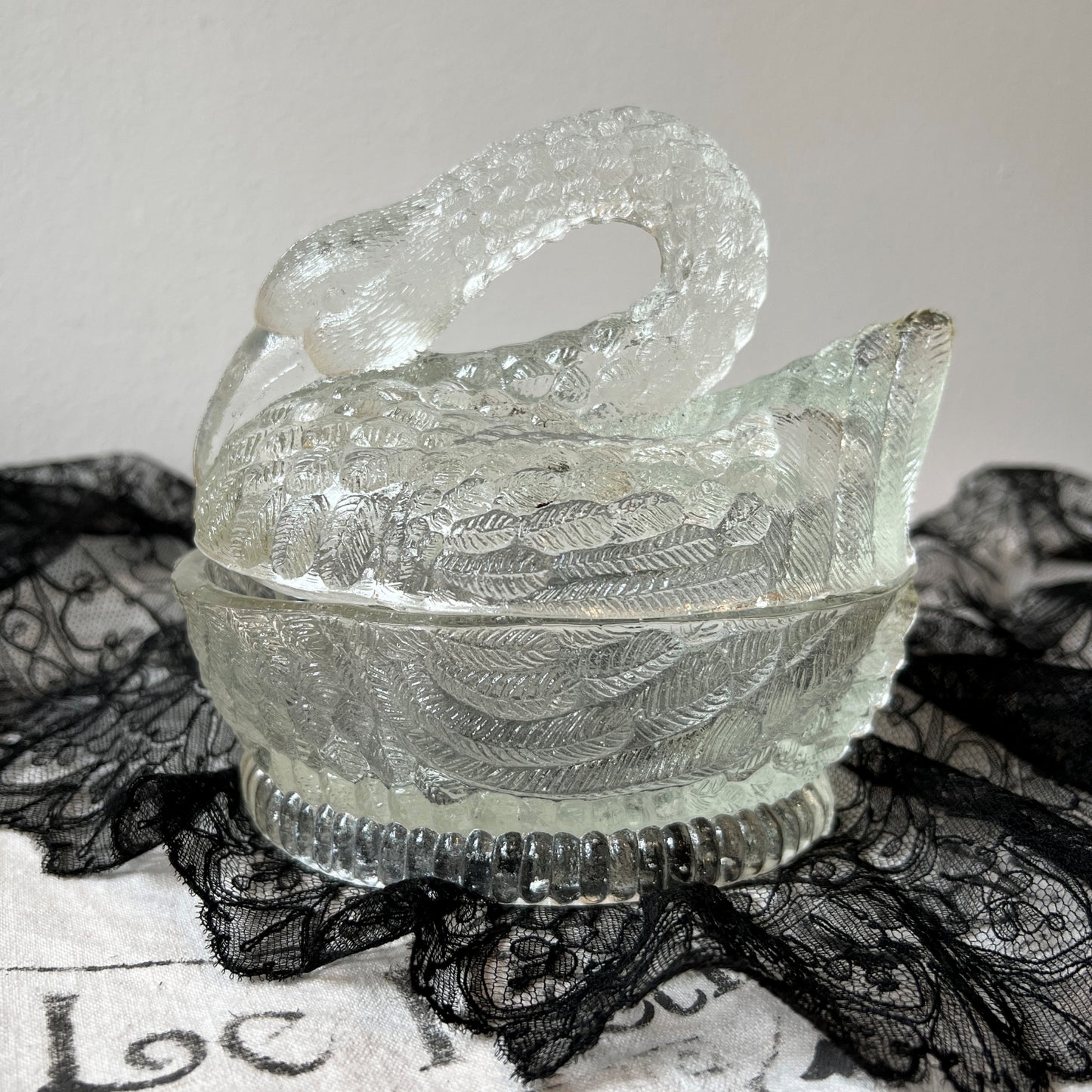 【Vintage】US - 1930s Crystal Glass Swan Pot《再入荷》