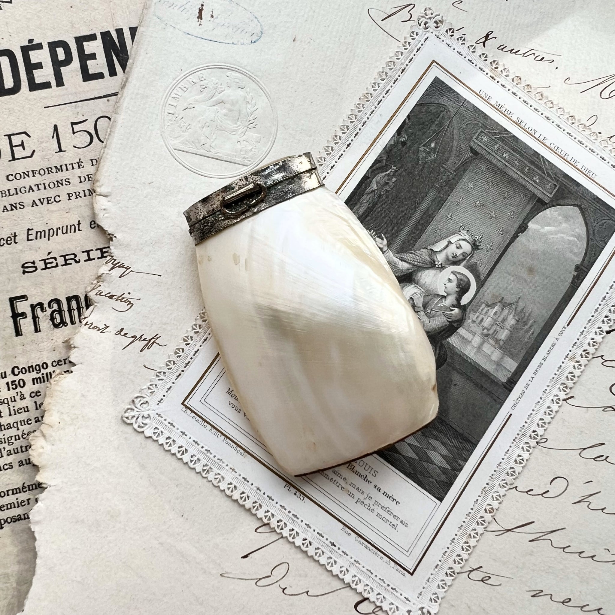 Antique】France ‐ 1920s Mother of Pearl Salt & Pepper Shaker Lot