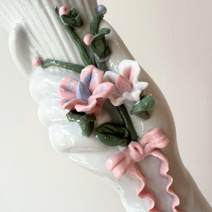 【Vintage】France - 1970s Flower Relief Hand Vase（A）