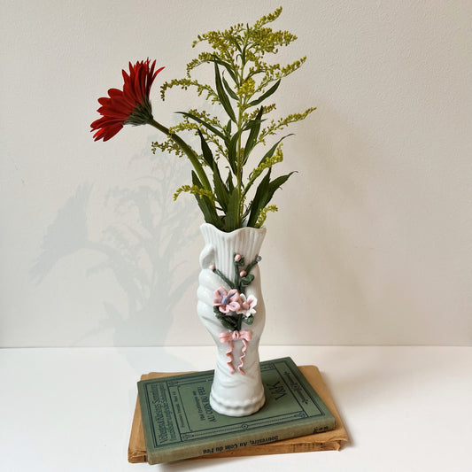 【Vintage】France - 1970s Flower Relief Hand Vase（A）