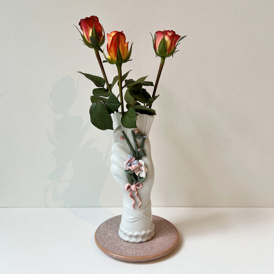 【Vintage】France - 1970s Flower Relief Hand Vase（B）