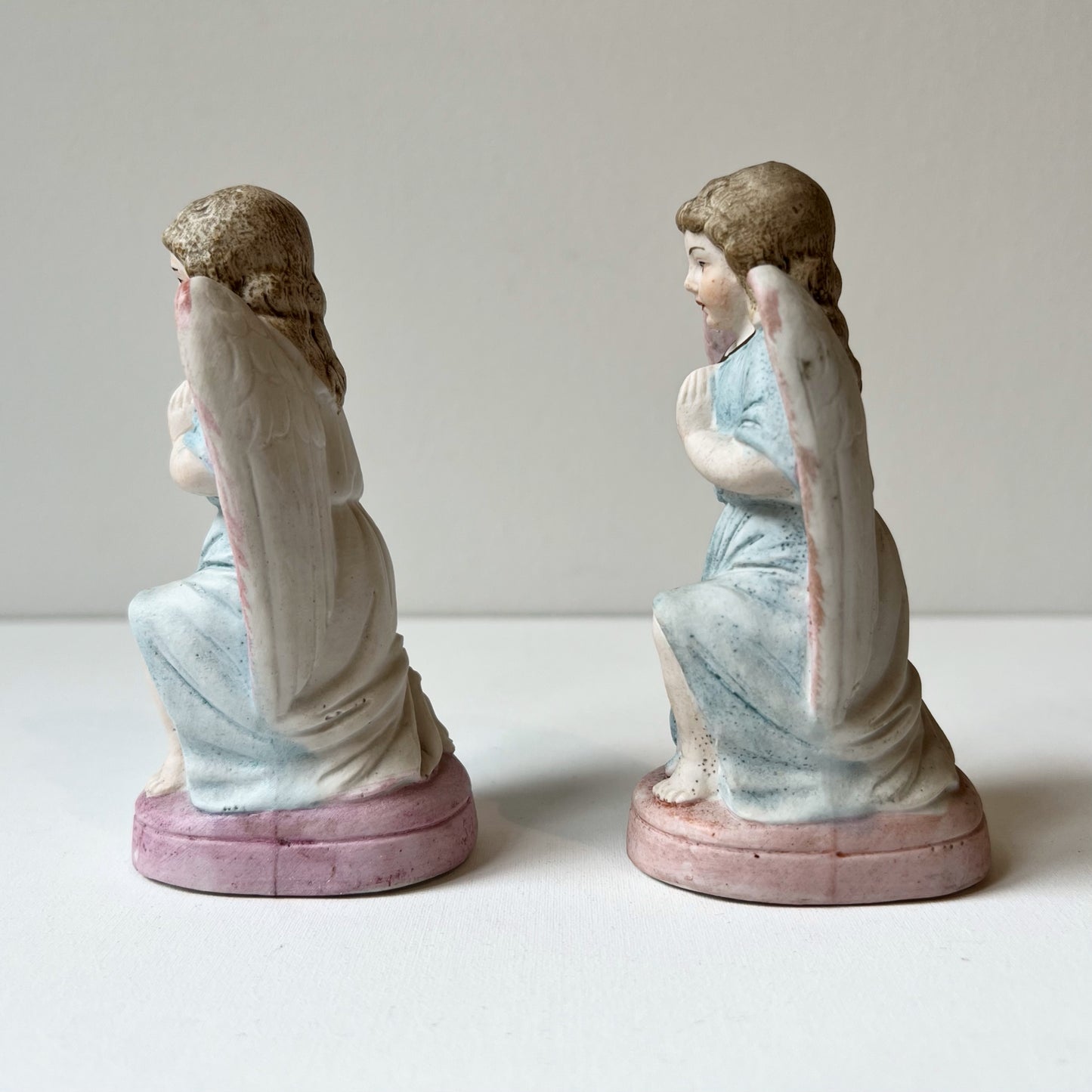 【Antique】France - 1900s Pottery Angel Statue (set of 2)