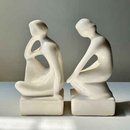 【Vintage】Netherlands - 1980s Handmade Ceramic Conceptual Statue Bookend