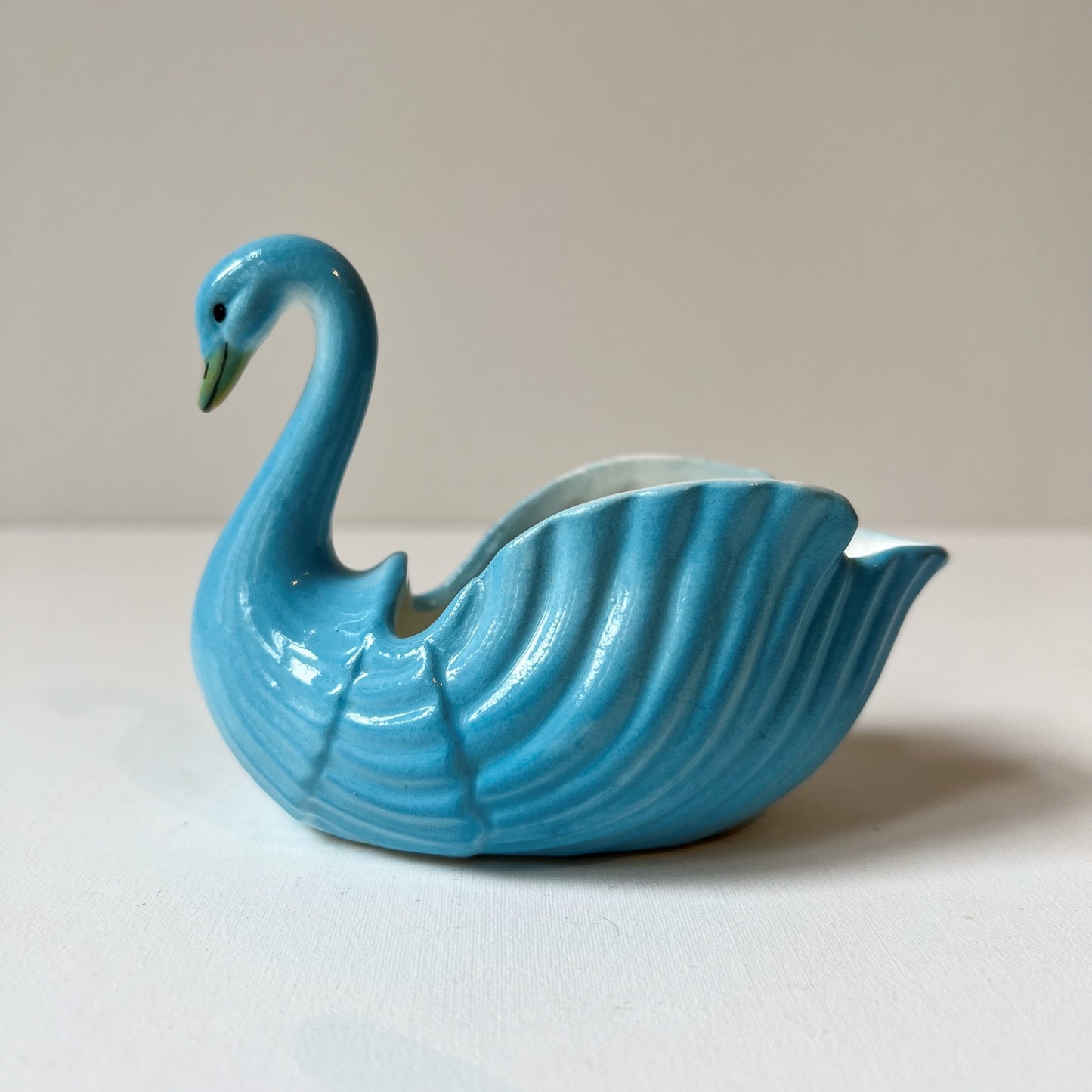 【Antique】France - 1850s Blue Pottery Swan Case（Set of 2）