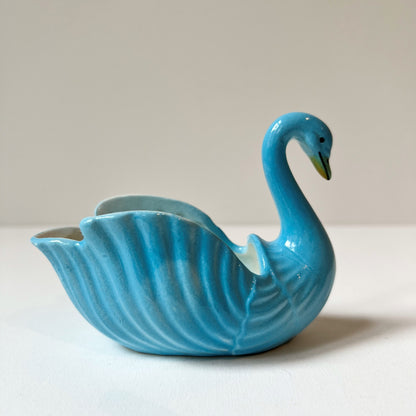 【Antique】France - 1850s Blue Pottery Swan Case（Set of 2）