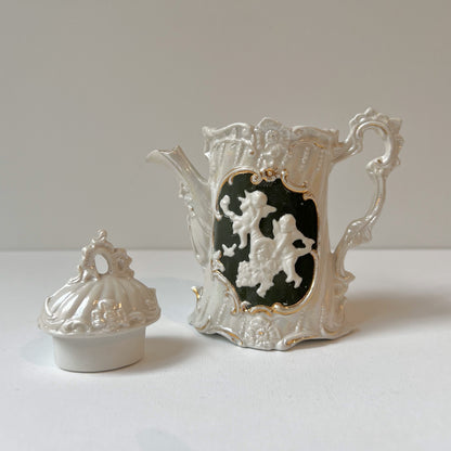 【Antique】Germany - 1910s Angel Motif Pottery Tea Pot
