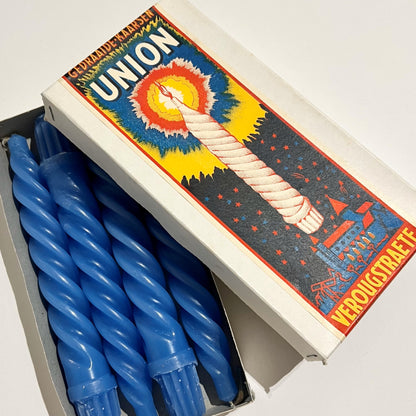 【Antique】Belgium - 1900‐30s Union Twisted Candles（Blue/One Box）