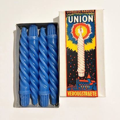 【Antique】Belgium - 1900‐30s Union Twisted Candles（Blue/One Box）