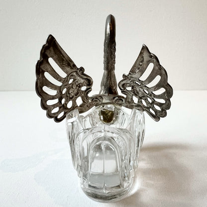 【Vintage】France - 1930s Crystal Swan Bowl