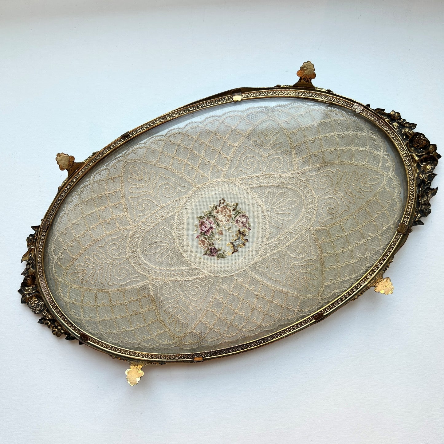 【Vintage】UK ‐ 1940s Petit Point Dressing Tray