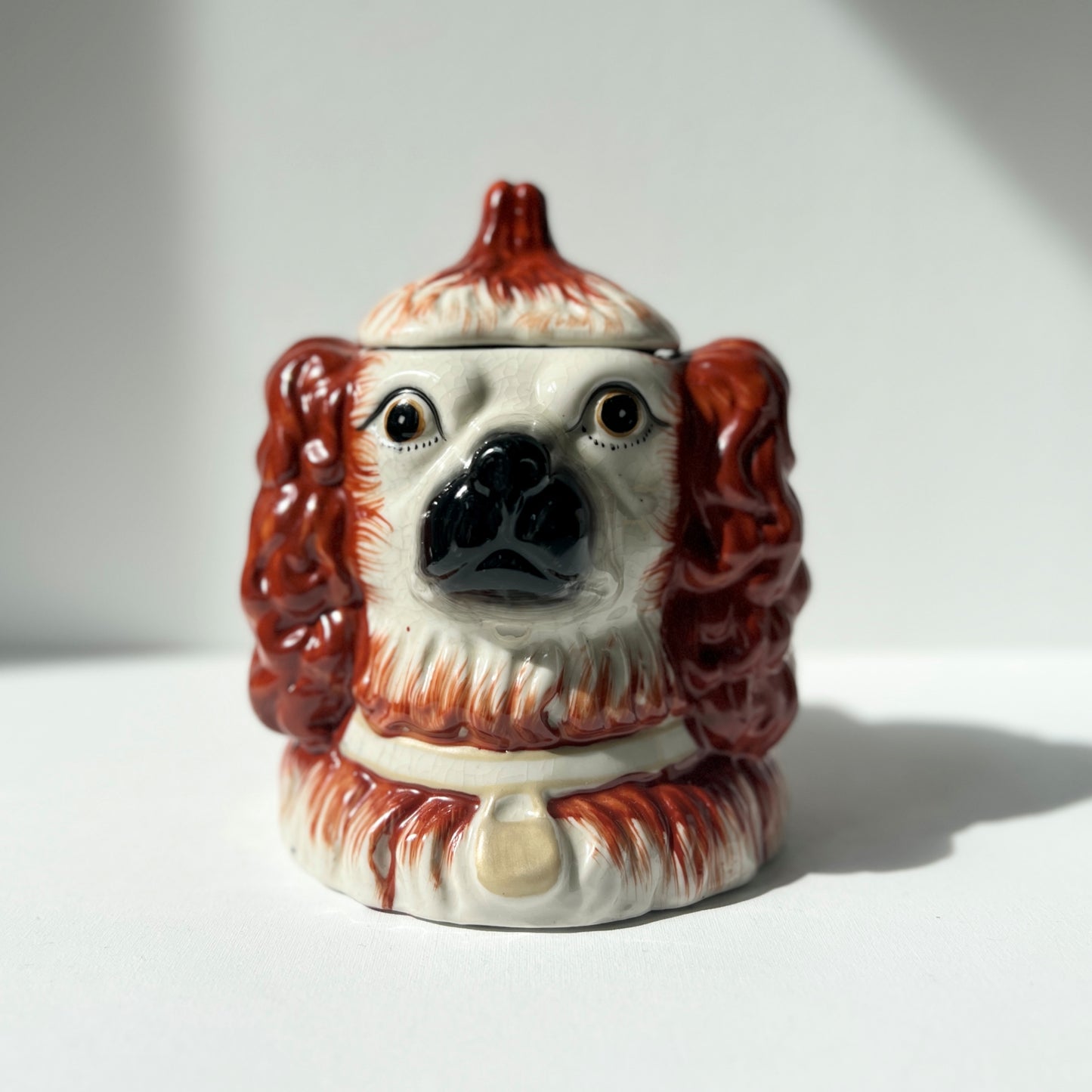 【Vintage】UK ‐ 1950s Staffordshire Dog Pot（Two Headed Spaniel）