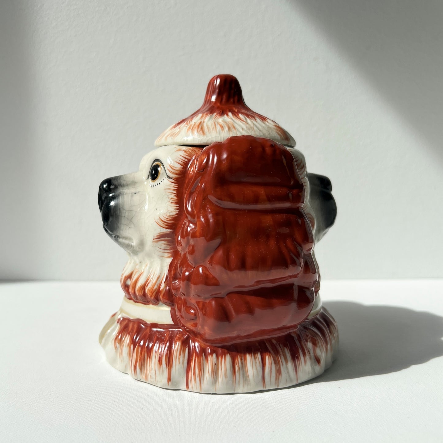 【Vintage】UK ‐ 1950s Staffordshire Dog Pot（Two Headed Spaniel）