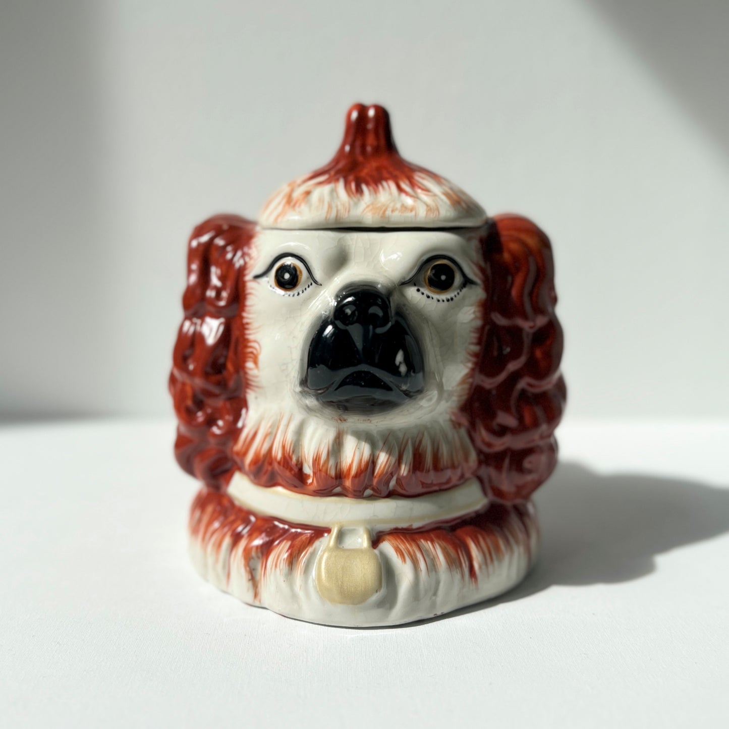 【Vintage】UK ‐ 1950s Staffordshire Dog Pot（Two Headed Spaniel）