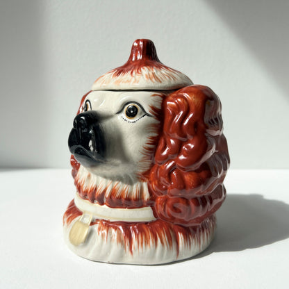 【Vintage】UK ‐ 1950s Staffordshire Dog Pot（Two Headed Spaniel）