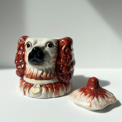 【Vintage】UK ‐ 1950s Staffordshire Dog Pot（Two Headed Spaniel）