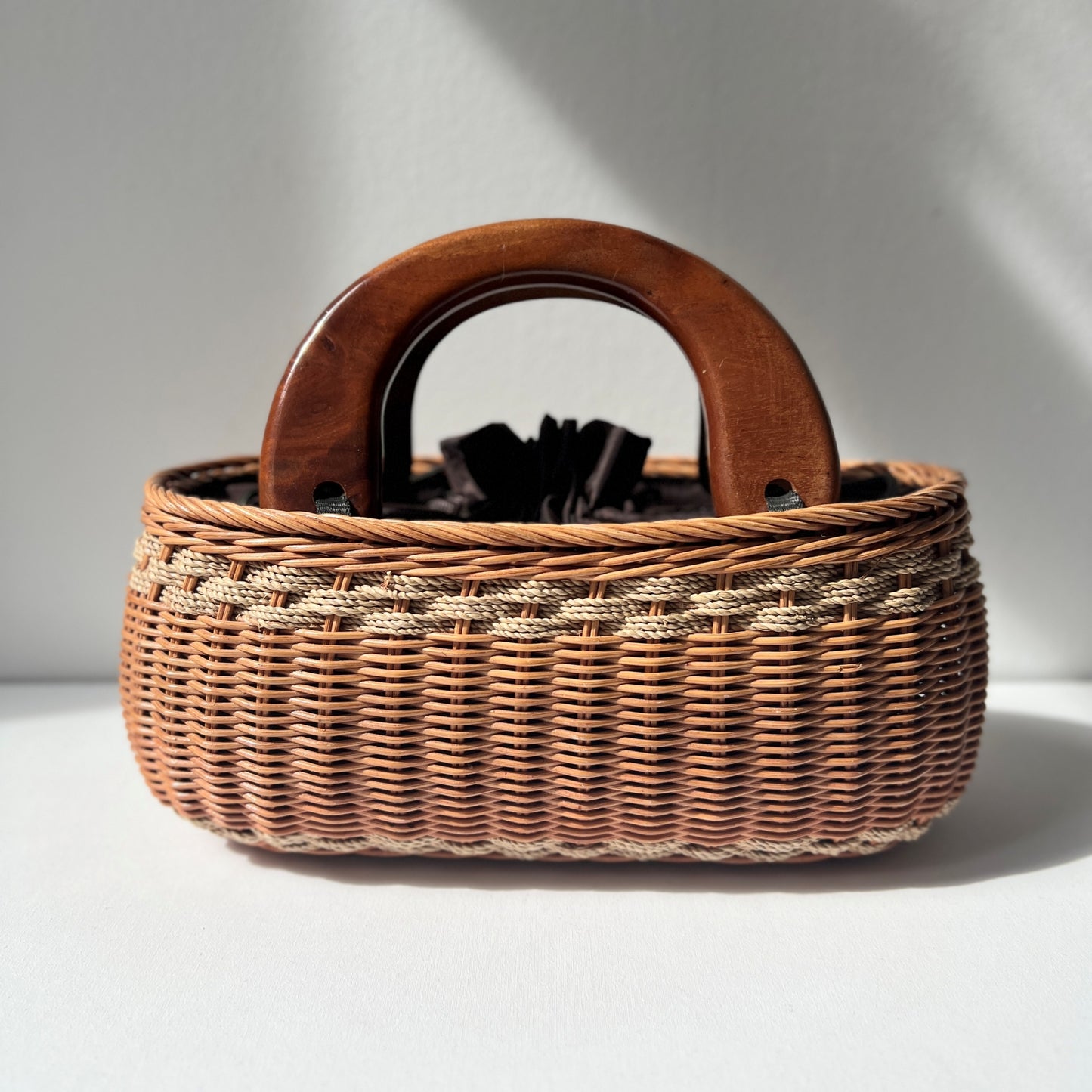 【Vintage】1970-80s Wood Handle Basket Bag