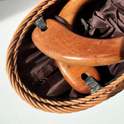 【Vintage】1970-80s Wood Handle Basket Bag