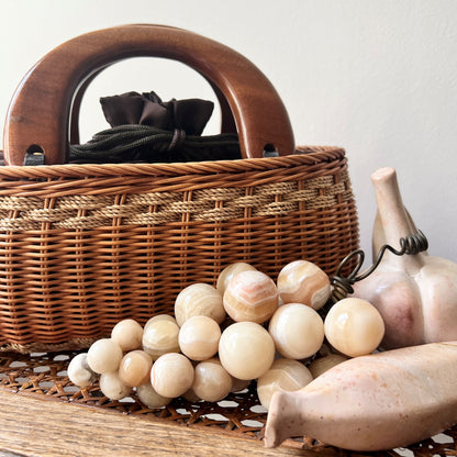 【Vintage】1970-80s Wood Handle Basket Bag