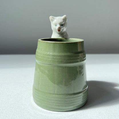 【Antique】France ‐ 1900‐20s Cat Mini Vase