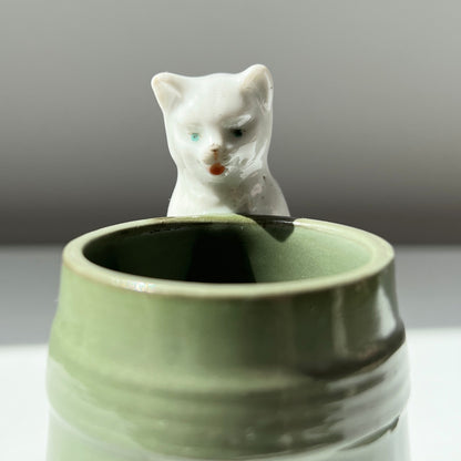 【Antique】France ‐ 1900‐20s Cat Mini Vase