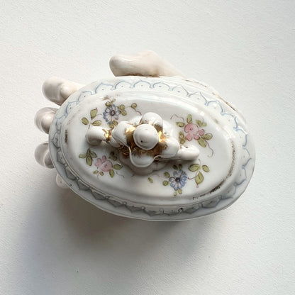 【Antique】Germany - 1900s Porcelain Victorian Hand Motif Box