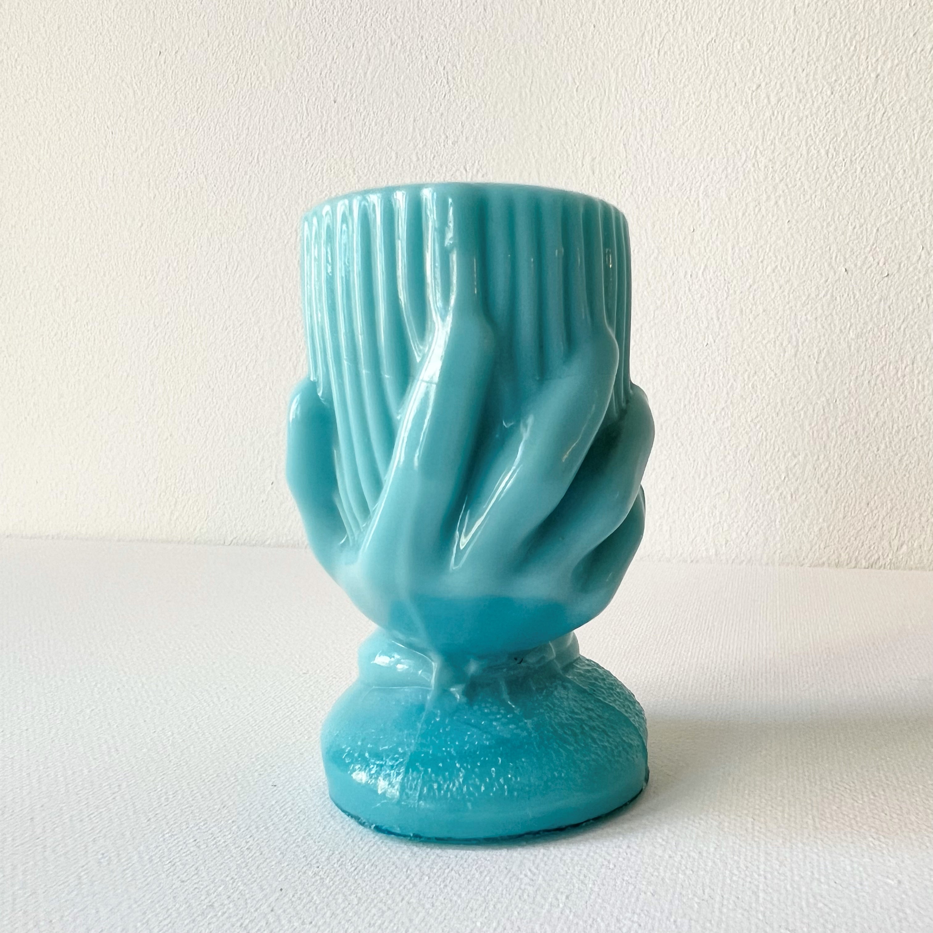 Antique】France ‐ Portieux Vallerysthal 1900s Blue Milk Glass Hand 
